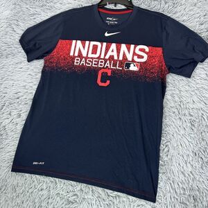 Nike Adult Shirt Medium Blue Red Cleveland Indians Center Athletic Pullover Mens